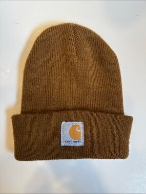 Carhartt Kids Knit Beanie - Brown with Gold Logo